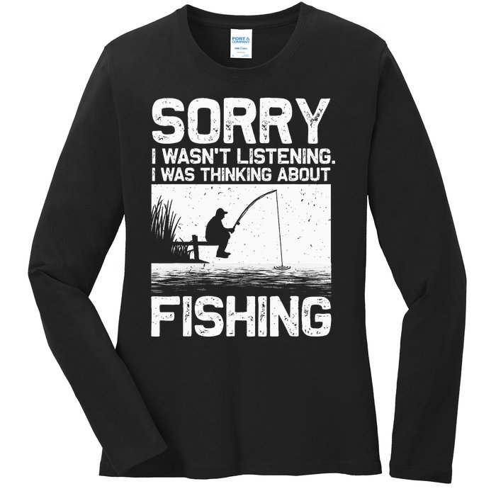 Funny Fishing Trout Bass Fisherman Vacation Ladies Long Sleeve Shirt