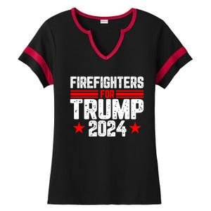 Firefighters For Trump 2024 Ladies Halftime Notch Neck Tee