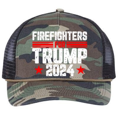 Firefighters For Trump 2024 Retro Rope Trucker Hat Cap