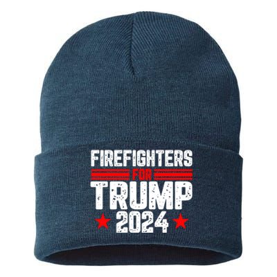 Firefighters For Trump 2024 Sustainable Knit Beanie