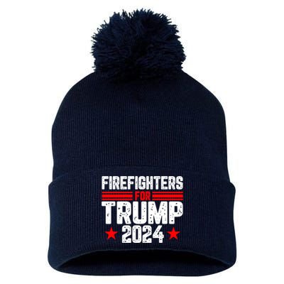 Firefighters For Trump 2024 Pom Pom 12in Knit Beanie