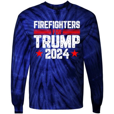 Firefighters For Trump 2024 Tie-Dye Long Sleeve Shirt