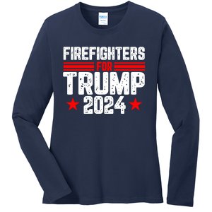 Firefighters For Trump 2024 Ladies Long Sleeve Shirt