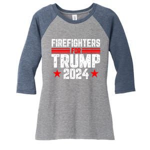 Firefighters For Trump 2024 Women's Tri-Blend 3/4-Sleeve Raglan Shirt