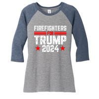 Firefighters For Trump 2024 Women's Tri-Blend 3/4-Sleeve Raglan Shirt