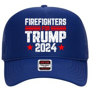 Firefighters For Trump 2024 High Crown Mesh Back Trucker Hat