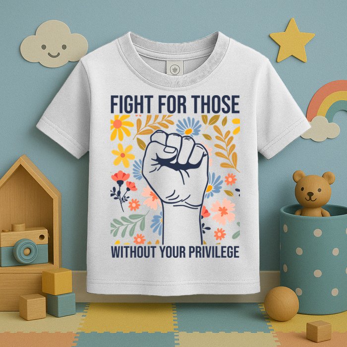 Fight For Those Without Your Privilege Quote Subtle Flower Toddler T-Shirt