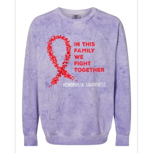 Family Fight Together Hemophilia Warrior Awareness Ribbon Gift Colorblast Crewneck Sweatshirt