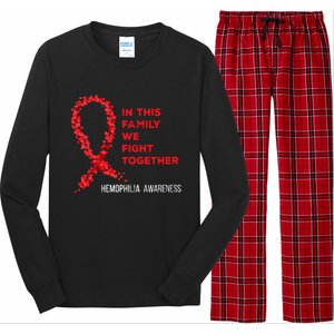 Family Fight Together Hemophilia Warrior Awareness Ribbon Gift Long Sleeve Pajama Set