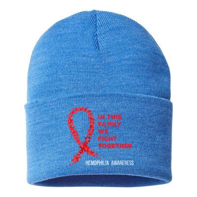 Family Fight Together Hemophilia Warrior Awareness Ribbon Gift Sustainable Knit Beanie