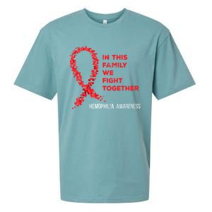 Family Fight Together Hemophilia Warrior Awareness Ribbon Gift Sueded Cloud Jersey T-Shirt