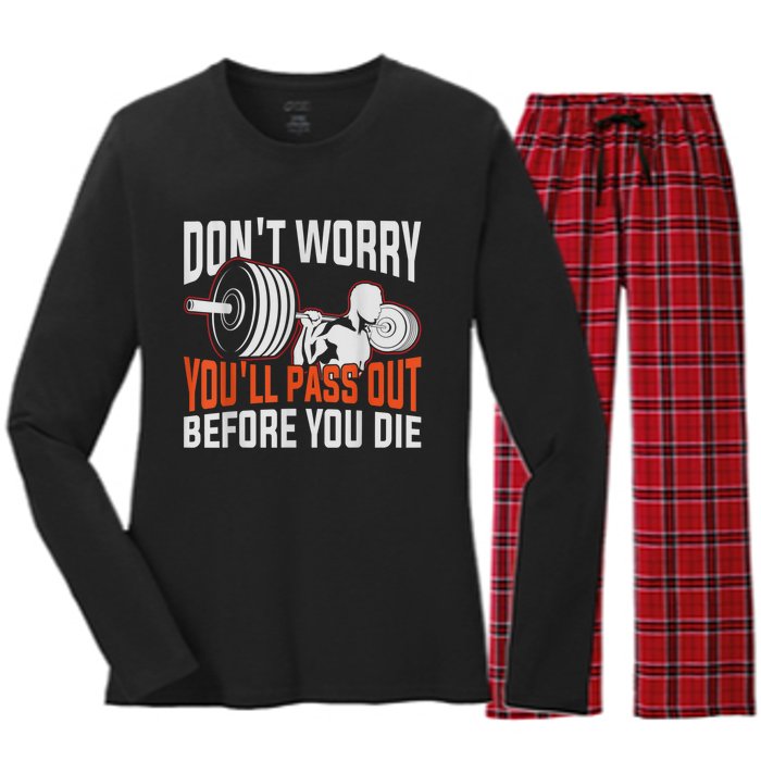 Funny Fitness Trainer Gift Gym Workout Personal Trainer Women's Long Sleeve Flannel Pajama Set 