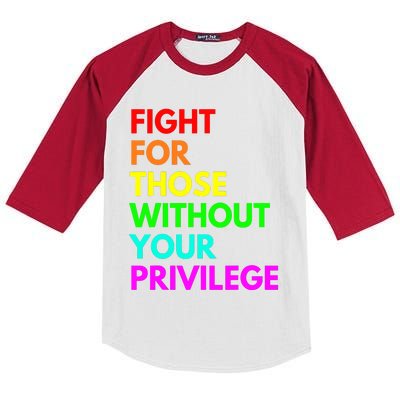 Fight For Those Without Your Privilege Civil Rights Equality VNeck Kids Colorblock Raglan Jersey