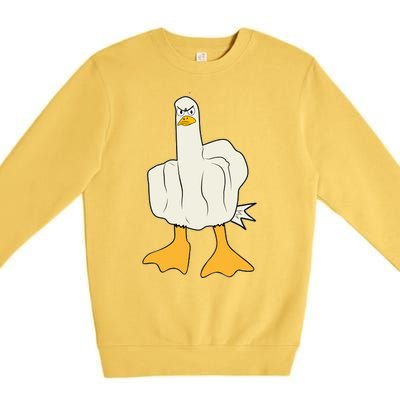 Funny Flipping The Bird Duck Premium Crewneck Sweatshirt