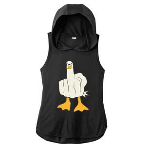 Funny Flipping The Bird Duck Ladies PosiCharge Tri-Blend Wicking Draft Hoodie Tank