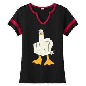 Funny Flipping The Bird Duck Ladies Halftime Notch Neck Tee