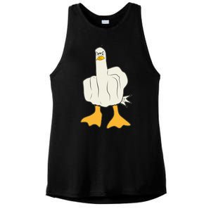 Funny Flipping The Bird Duck Ladies PosiCharge Tri-Blend Wicking Tank