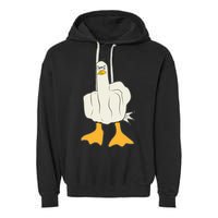 Funny Flipping The Bird Duck Garment-Dyed Fleece Hoodie