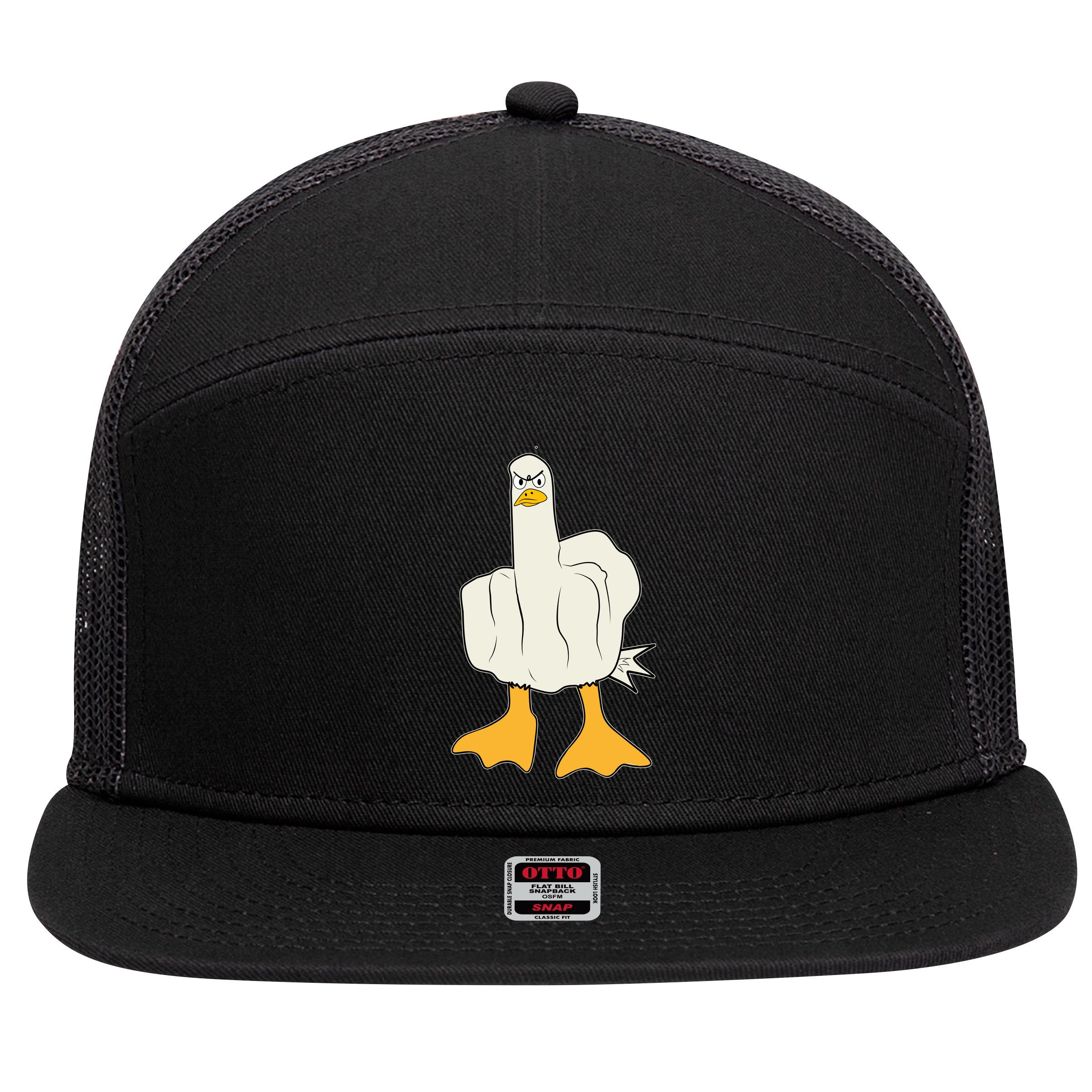 Funny Flipping The Bird Duck 7 Panel Mesh Trucker Snapback Hat