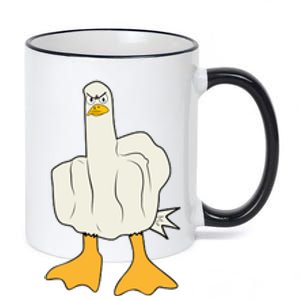 Funny Flipping The Bird Duck 11oz Black Color Changing Mug