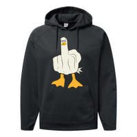 Funny Flipping The Bird Duck Performance Fleece Hoodie