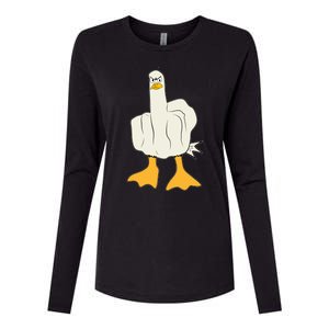 Funny Flipping The Bird Duck Womens Cotton Relaxed Long Sleeve T-Shirt