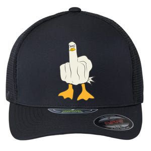 Funny Flipping The Bird Duck Flexfit Unipanel Trucker Cap