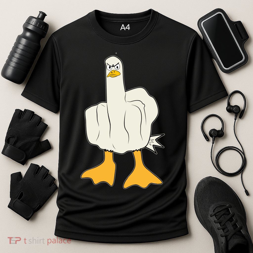 Funny Flipping The Bird Duck Performance Shirt