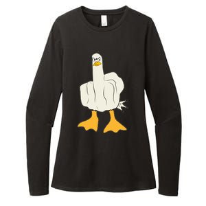 Funny Flipping The Bird Duck Womens CVC Long Sleeve Shirt