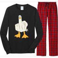 Funny Flipping The Bird Duck Long Sleeve Pajama Set