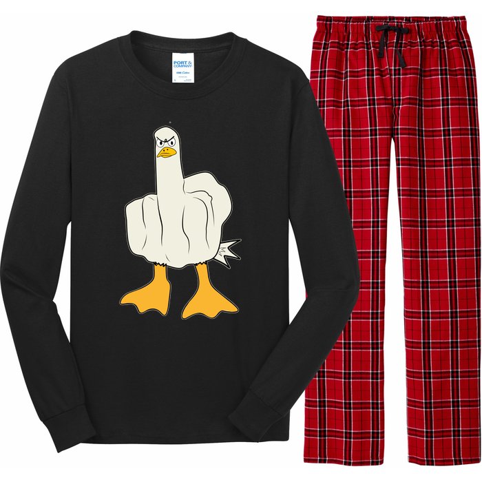 Funny Flipping The Bird Duck Long Sleeve Pajama Set