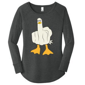 Funny Flipping The Bird Duck Women's Perfect Tri Tunic Long Sleeve Shirt