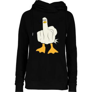 Funny Flipping The Bird Duck Womens Funnel Neck Pullover Hood