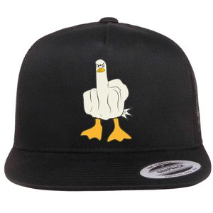 Funny Flipping The Bird Duck Flat Bill Trucker Hat