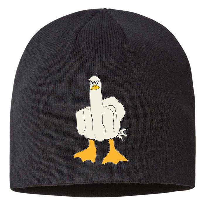 Funny Flipping The Bird Duck Sustainable Beanie