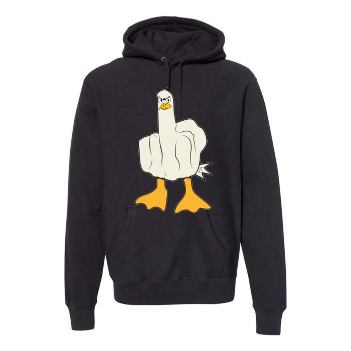 Funny Flipping The Bird Duck Premium Hoodie