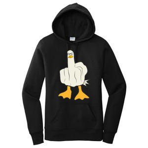 Funny Flipping The Bird Duck Women's Pullover Hoodie