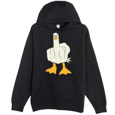 Funny Flipping The Bird Duck Premium Pullover Hoodie