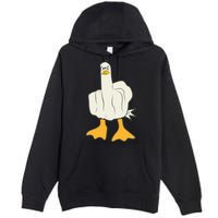Funny Flipping The Bird Duck Premium Pullover Hoodie