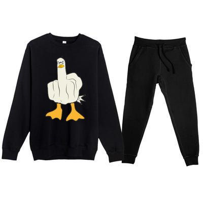 Funny Flipping The Bird Duck Premium Crewneck Sweatsuit Set