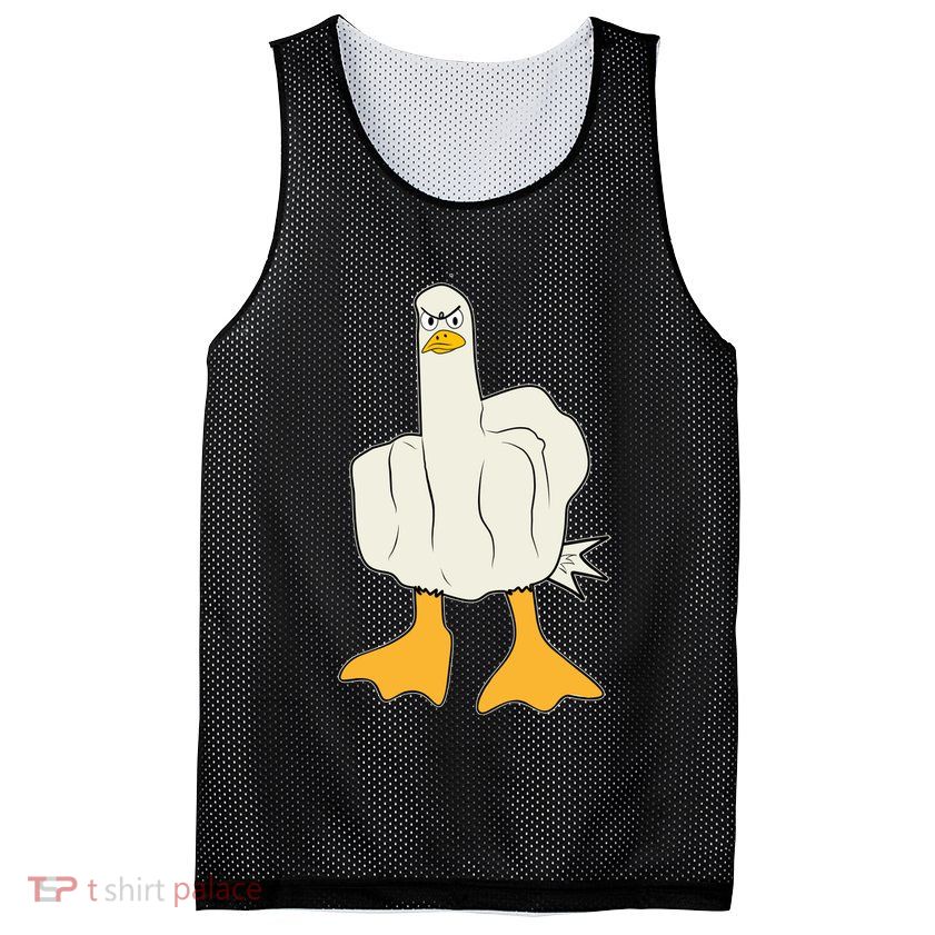 Funny Flipping The Bird Duck Mesh Reversible Basketball Jersey Tank