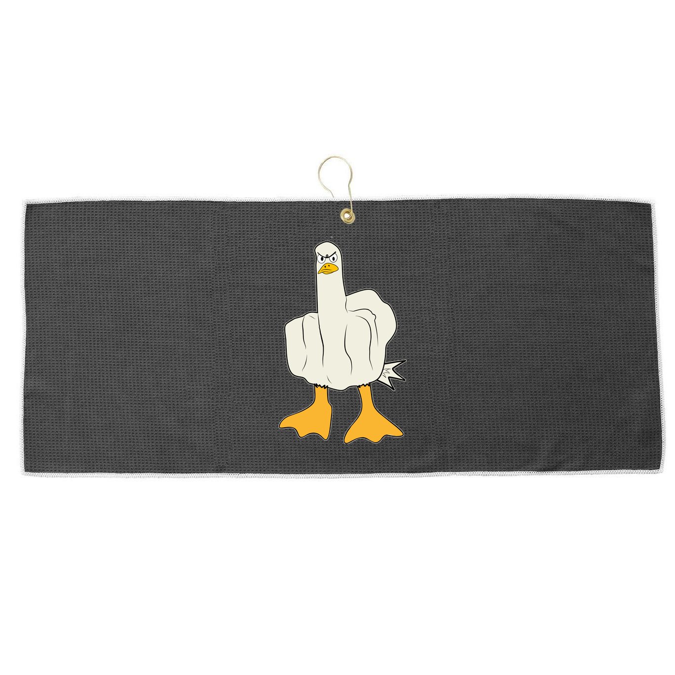 Funny Flipping The Bird Duck Large Microfiber Waffle Golf Towel
