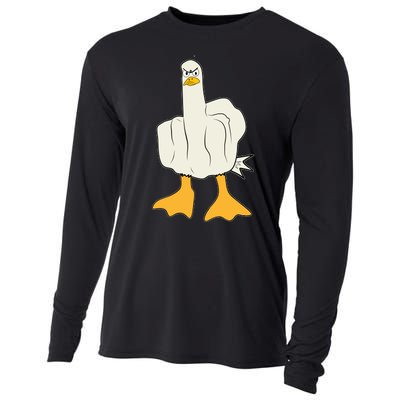 Funny Flipping The Bird Duck Cooling Performance Long Sleeve Crew