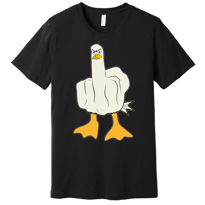 Funny Flipping The Bird Duck Premium T-Shirt