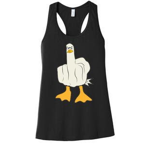 Funny Flipping The Bird Duck Women's Racerback Tank