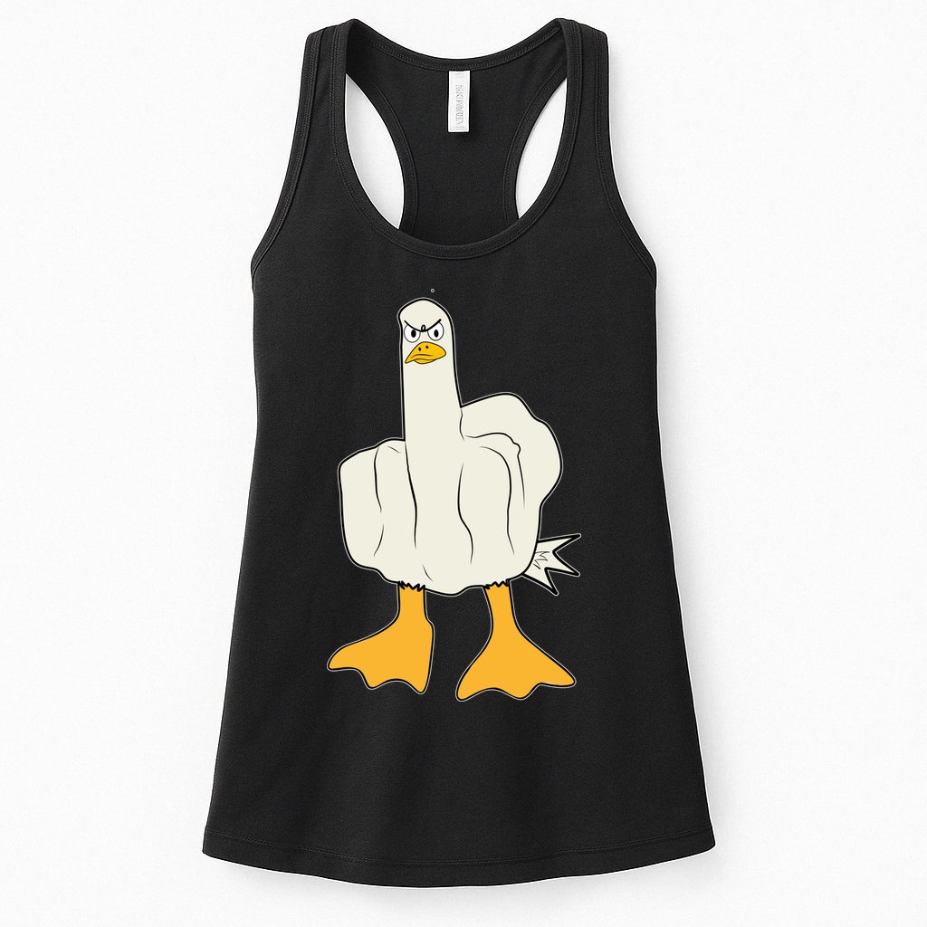 Funny Flipping The Bird Duck Womens Tank Top