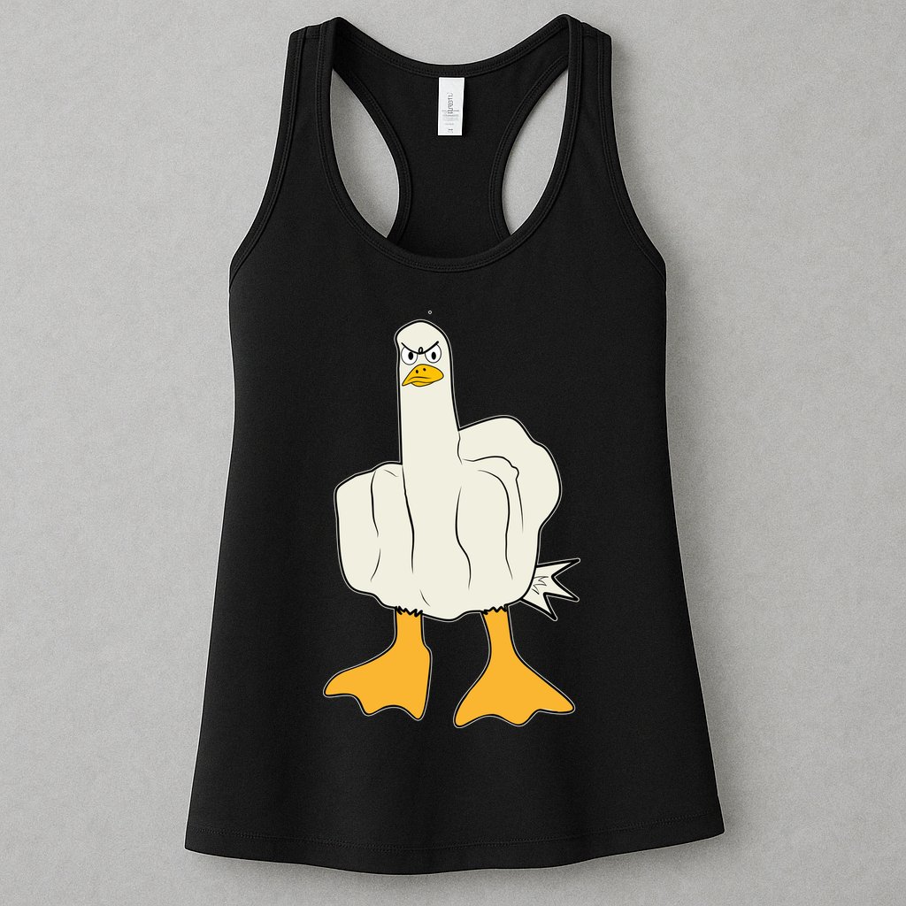 Funny Flipping The Bird Duck Womens Tank Top