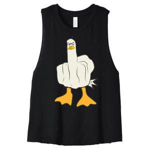 Funny Flipping The Bird Duck Women's Racerback Cropped Tank