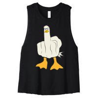 Funny Flipping The Bird Duck Women's Racerback Cropped Tank