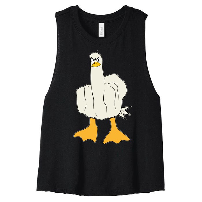 Funny Flipping The Bird Duck Women's Racerback Cropped Tank